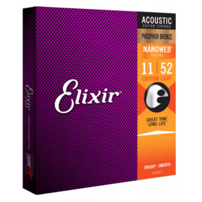 Cuerdas de Acústica ELIXIR  NANOWEB PHOSPHOR BRONZE CUSTOM LIGHT 11-52